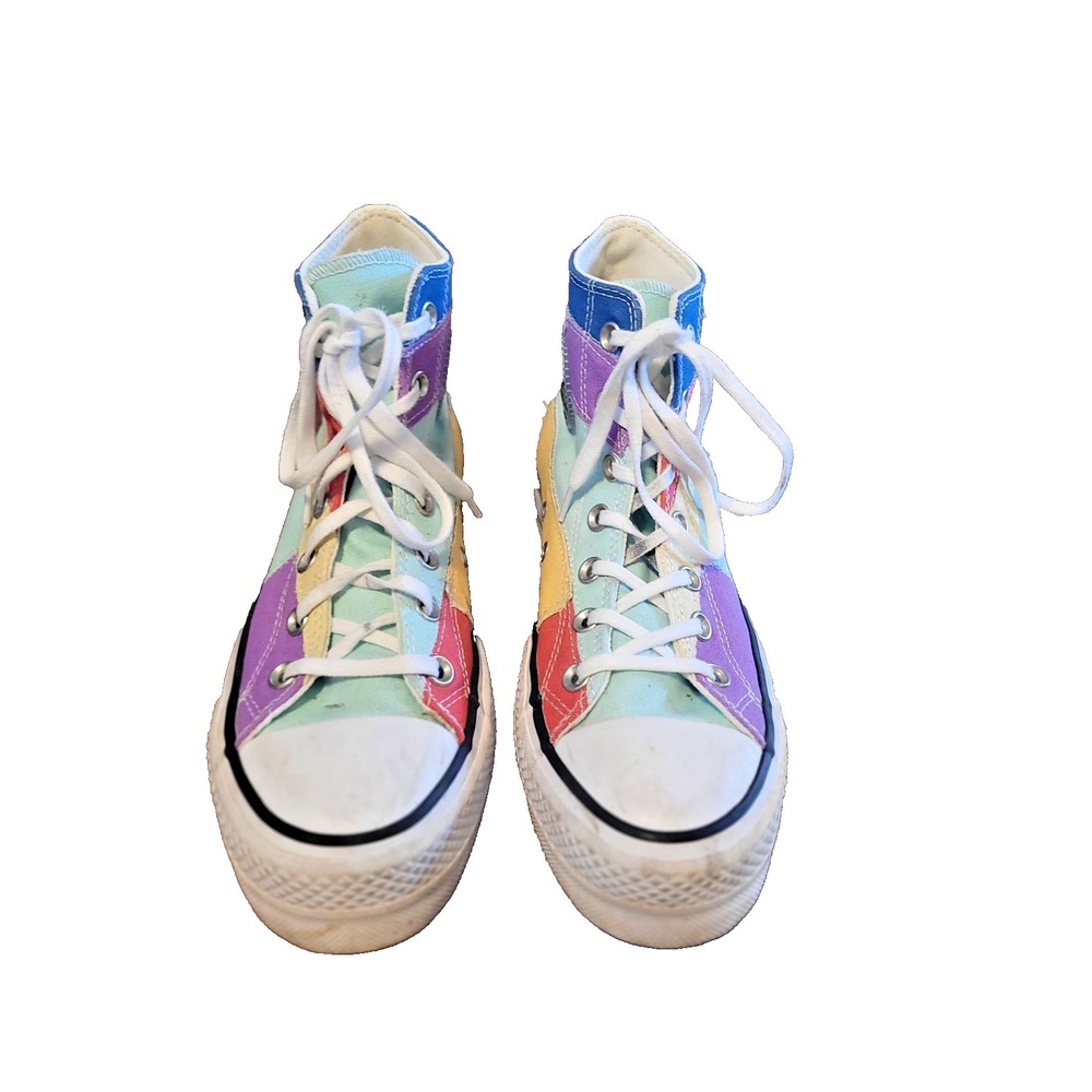 Converse All Star High Top Chuck Taylor Patchwork Platform Sneakers Womens SZ 8